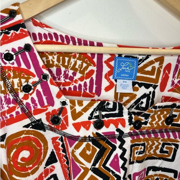 Lara Lane Women's Multi Color Top Size 3x Abstract‎ Geometric - Picture 3 of 5